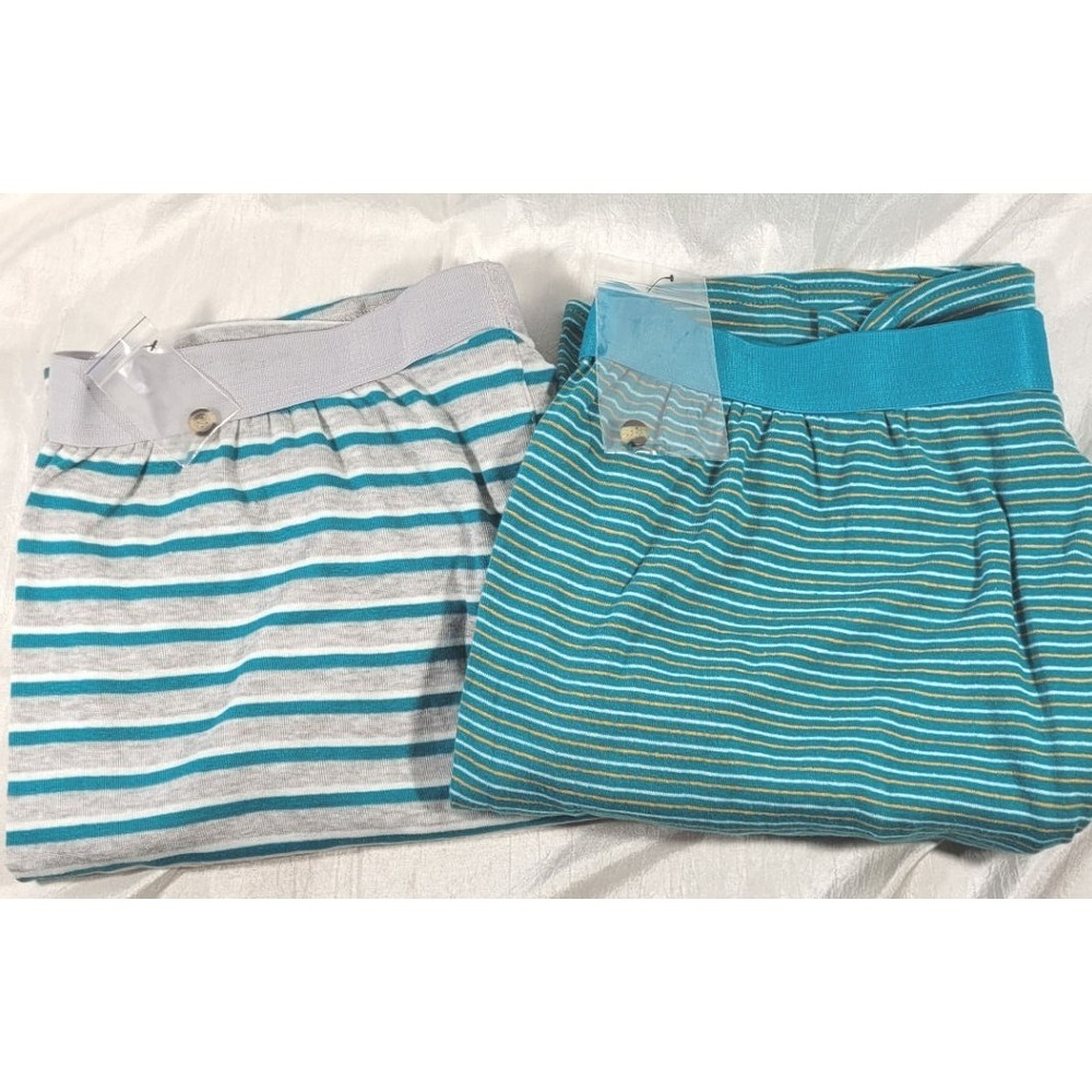 2 Pairs KingSize Men's 100% Cotton Boxer Briefs - Green Stripe - Size XL